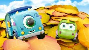 Машинки Мокас собирают листья в саду!  Мультфильмы для детей про игрушки