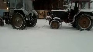 Запуск мтз-80 с толкача зимой