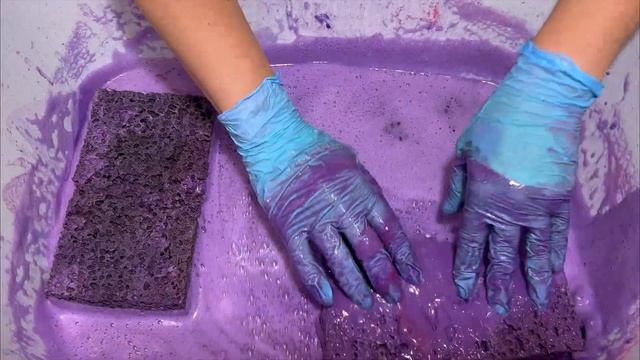 Acid pink and purple baking soda + bleach gel + soft scrub 💕💜Squeezing sponges asmr смотреть онлайн