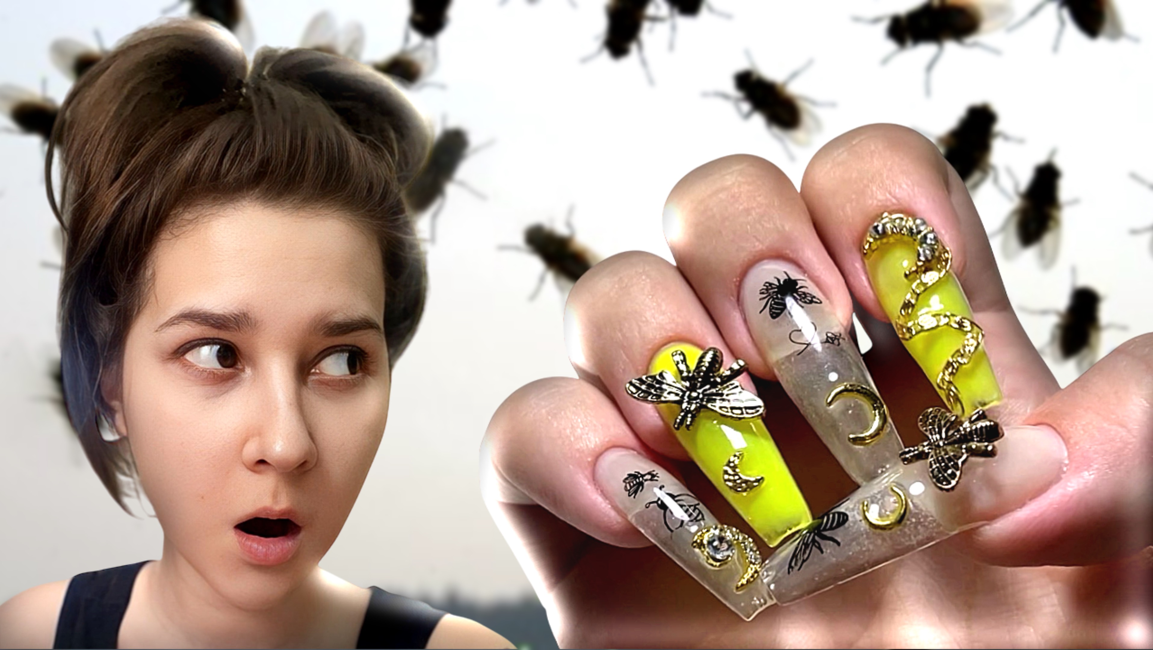 ЧТО У МЕНЯ НА НОГТЯХ ? ПЧЕЛЫ 🐝 или МУХИ 🪰 МАНИКЮР САМОЙ СЕБЕ + стемпинг