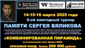 ИТОГОВЫЙ ТУРНИР сезона 2024-2025гг — «ЧЕМПИОНАТ Тверской области по русскому бильярду».