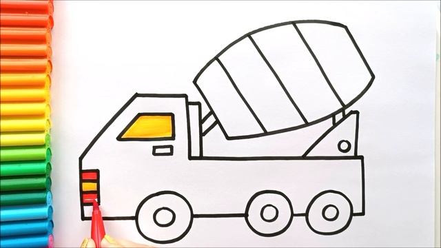 Beton Mikseri Çizimi - Beton Mikseri Nasıl Çizilir? Drawing Mixer Truck Mixer Truck Drawing for kid смотреть онлайн