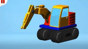 Мультфильм конструктор 3D - экскаватор на стройке - build and play