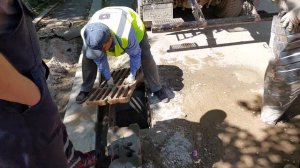 Забутовка стального футляра ду.426мм., раствором М-200.9 Проезд Марьиной рощи.