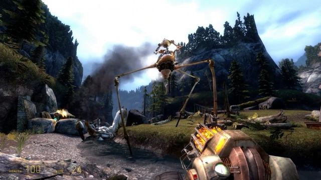 "Cutscene" of Dog fighting Strider in Half-Life 2: Episode 2