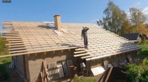 Крыша день на прокачивание  обрешётки, свесы фронтона длинна какие? 🏡√224 Строим Дом.15.09.2023