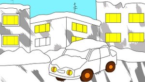 Раскраска из мультфильма - Зима  и снегоуборочные машины