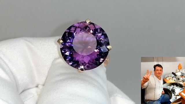 Кольцо «Корона - Аметист» золото 585, бриллианты, аметист.