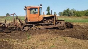 ДТ 75 корчуем пни.