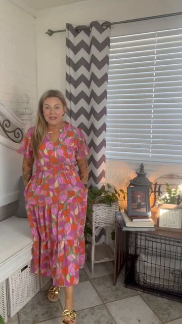 Always A Fan Pink  Orange Floral Smocked Waist Maxi Dress