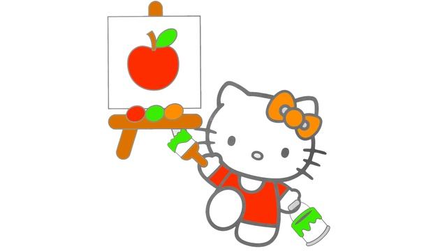 Раскраска из мультфильма - Hello Kitty - учим цвета