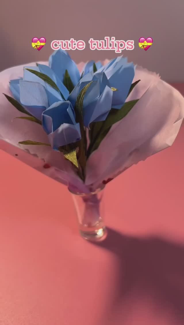 Своими руками букет милых тюльпанов из бумаги 💙🩵🌷
