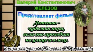 В.Железов. Детство - чудесная пора, если оно проходит на улице и в лесу.