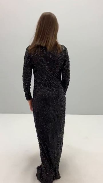 Черное платье-халат 102944-301848 смотреть онлайн