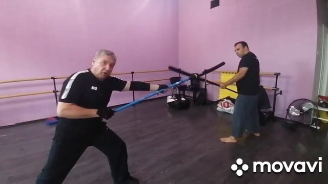 японское фехтование - спочан, работа с "яри" длинное копье 185 см