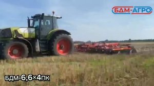 Четырехрядный секционный дискатор БДМ-6,6×4ПК проводит послеуборочный комплекс работ