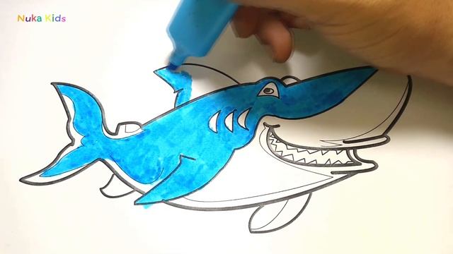 Coloring kids | draw and color a shark Blue смотреть онлайн