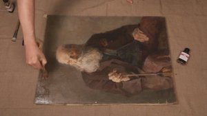 Финишное покрытие картины лаком на основе натуральных благородных смол