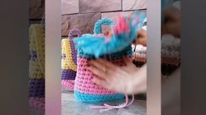 Рюкзак Барби. Вязание из трикотажной пряжи крючком.