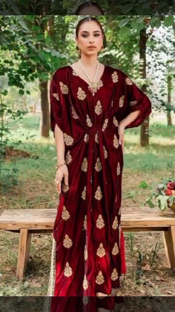 maroon velvet kaftan dress #shorts #kaftandress #youtubeshorts