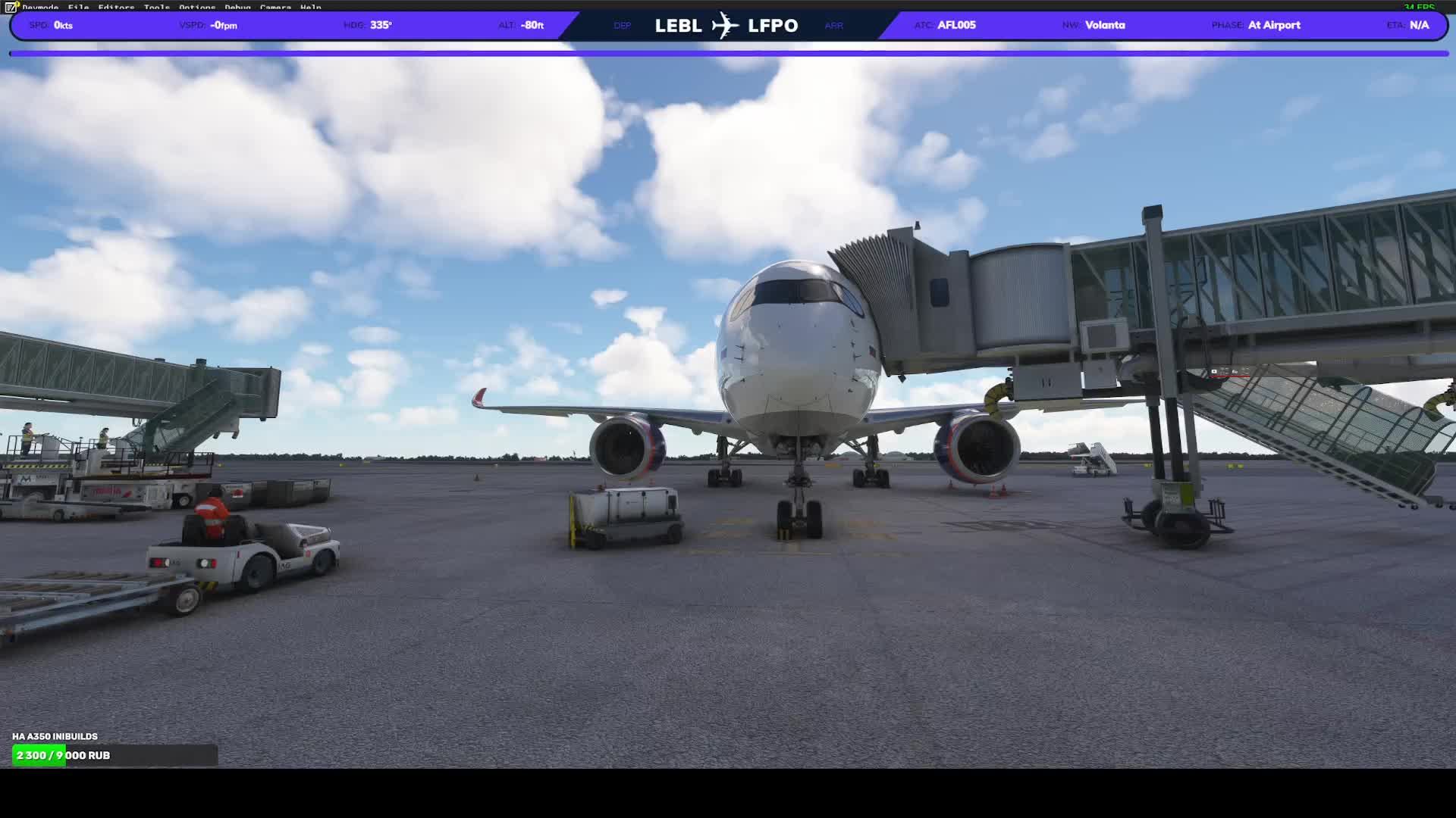 A350 iniBuilds, MSFS 2020, GSX, AFL005, Vatsim, Barcelona(LEBL) - Paris(LFPO)