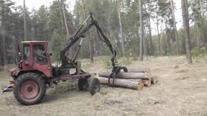 трактор кран ДВШ Т16,манипулятор на т16, самодельный манипулятор на т16
