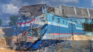 Электровоз ЧС7-063 после крушение с электропоездом ЭД4МК-0089!