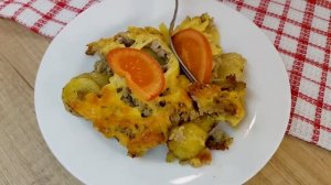 Простой и быстрый рецепт, картофель с фаршем для семейного ужина.👌