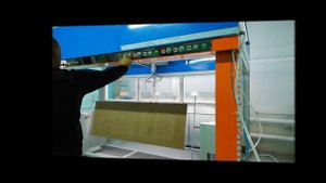 Автоматический покрасочный станок АРТРОБОТ. Автоматическая покраска мебельного фасада. Линия окраск