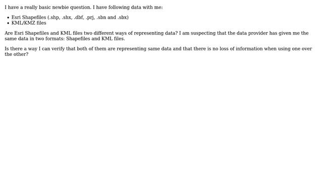 GIS: Are ESRI Shapefiles and KML files two different ways of representing data? смотреть онлайн