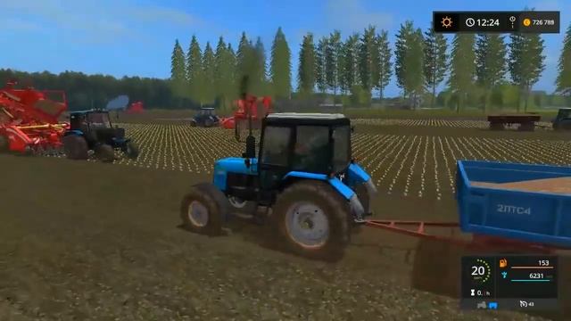 Farming Simulator 2017. Трактор Беларус МТЗ 820. Прицеп 2ПТС4. смотреть онлайн