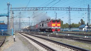 Тепловоз 2ТЭ10У-0538. Отправление на Бийск. Звук 10Д100.
