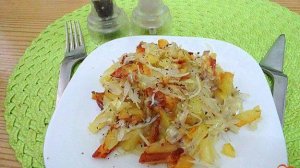 Картошка жареная с капустой и луком