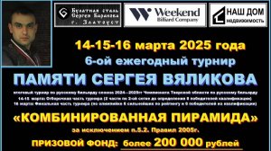 ИТОГОВЫЙ ТУРНИР сезона 2024-2025гг — «ЧЕМПИОНАТ Тверской области по русскому бильярду».