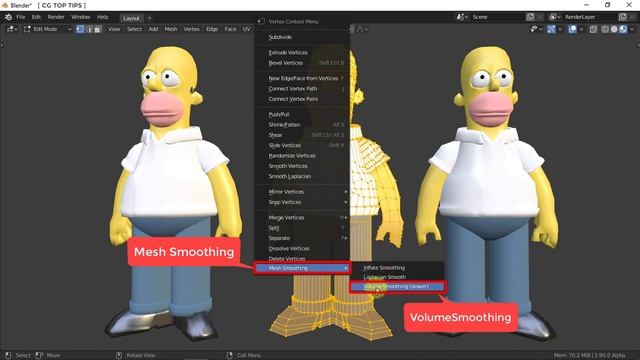 Volume Preserving Smoothing Addon for Blender