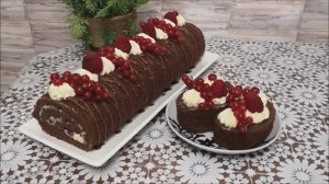 Шоколадный рулет с фруктами и масляным кремом. РУЛЕТ СОВЕТУЮ ПРИГОТОВИТЬ ВСЕМ