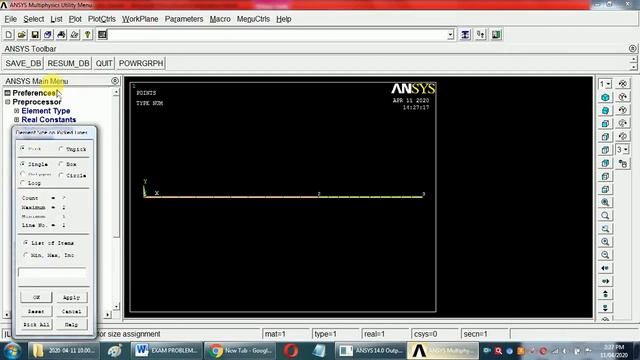 Ansys Lab cantilever with point load