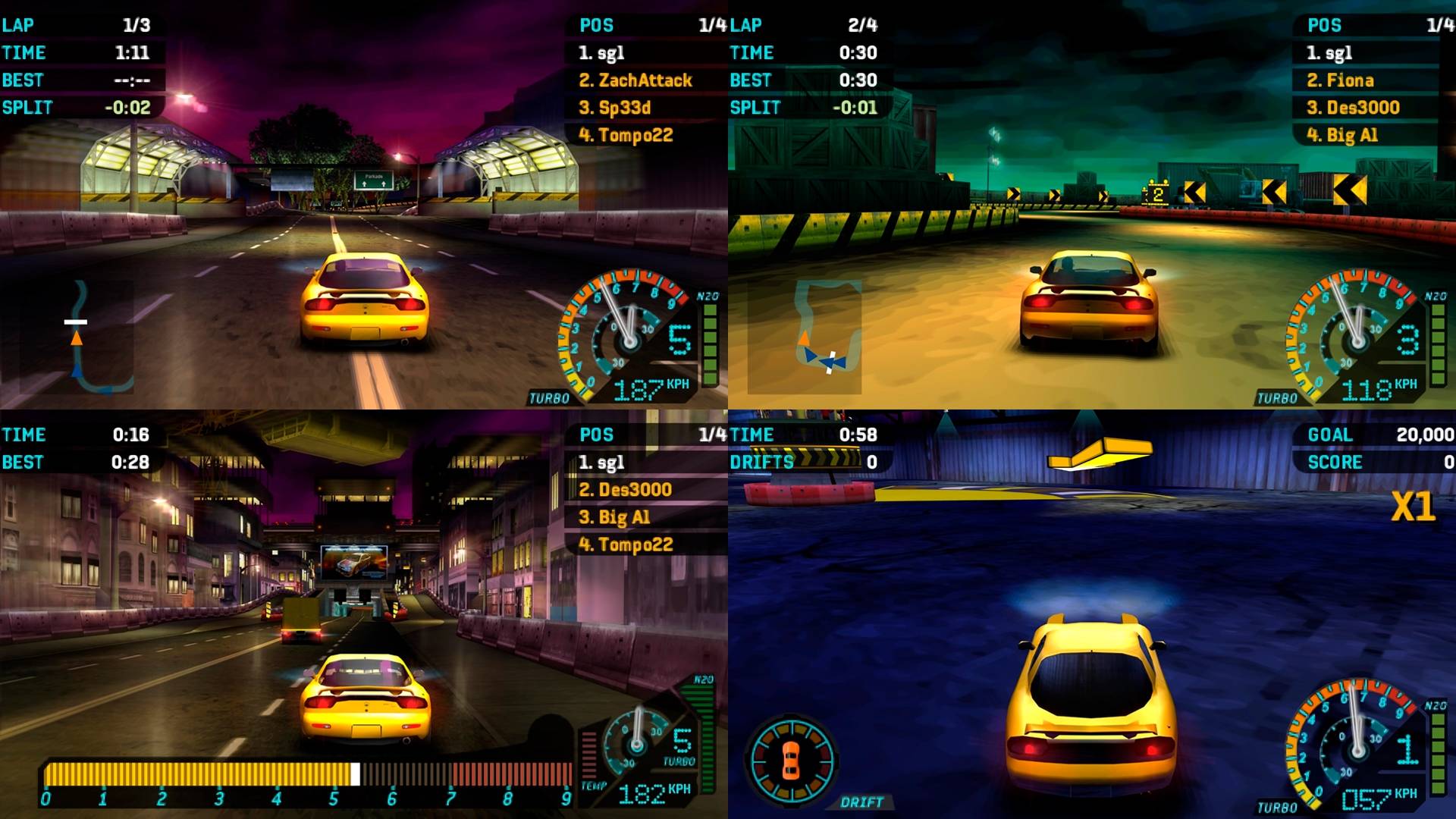 Need For Speed: Underground Rivals (PSP) - Все Гоночные Трассы