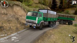 КамаЗ 5320 бортовой с прицепом груженый спец грузом еду через перевал.SpinTires.
