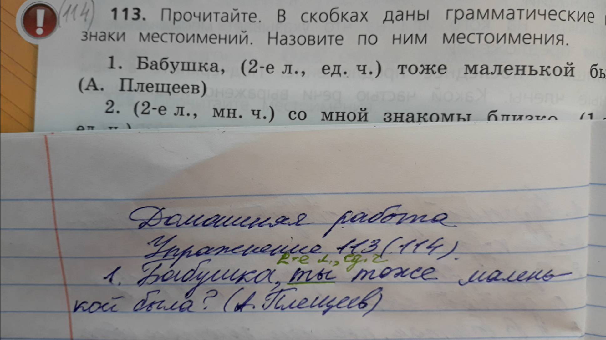 Русский язык 4 класс, 2 часть, упр.113 (114), стр.54