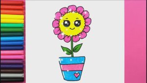 Как нарисовать ЦВЕТОК KAWAII шаг за шагом Легкие рисунки для детей Яркие цвета ❤