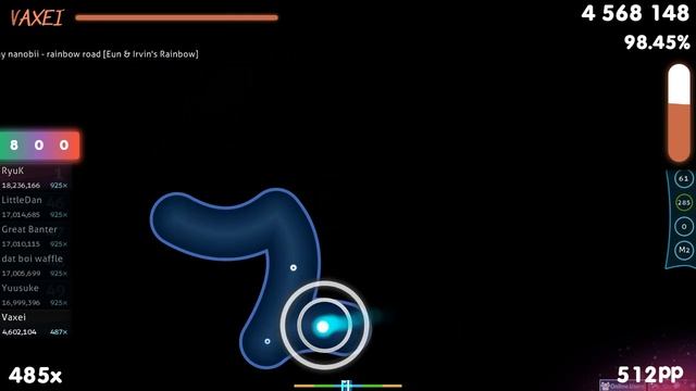Vaxei | nanobii - rainbow road [Eun & Irvin's Rainbow] +HDNC 98.64% {#3 687pp FC} - osu!