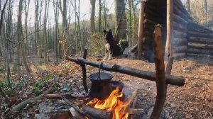 ХАКАН  SURVIVAL in the WILD. Wood Shelter CAMPING. Cooking