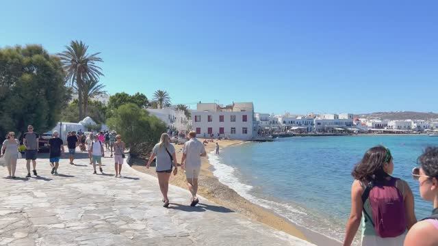 Миконос, Греция 🇬🇷 Площадка для богатых и знаменитых. Пешая экскурсия в формате 4K 60 кадров в сек