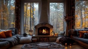 Звук дождя от бессонницы. Осеннее вид перед камином. Белый шум АСМР