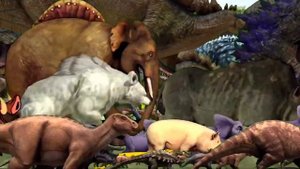 animal stampede video animation  parade of animals and dinosaurs running