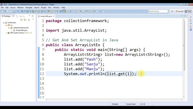 How to set and get on ArrayList | Java ArrayList set() Method