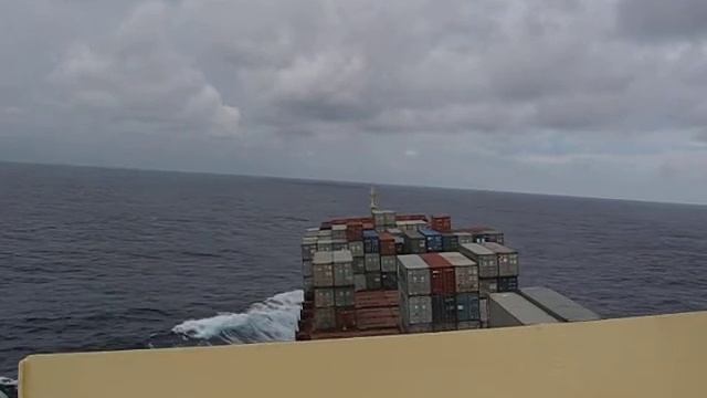 My containership rolling at sea