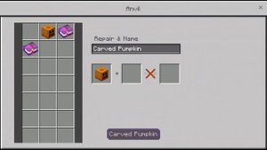 Enchanting Carved pumpkin in minecraft.