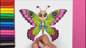 Как нарисовать БАБОЧКУ шаг за шагом Легкие рисунки для детей Яркие цвета ❤